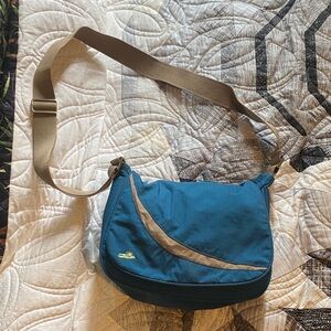 Blue and Tan Shoulder Bag
